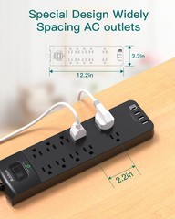 Power Strip – Addtam Surge Protector with 10 Outlets and 4 USB Ports, 6 Feet …