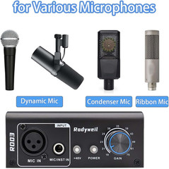 2026 Upgraded RO03 Mic Preamp, 120Db EIN Ultral Low Noise Booster, for Dynamic &