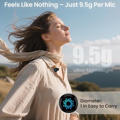 M2 Magnetic Wireless Microphone for iPhone/Camera/Android, Ultralight 9.5g, 9…