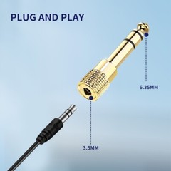 Audio Jack Adaptor 3.5mm Stereo TRS Female to 6.35 Stereo TRS Male for AUX Conve