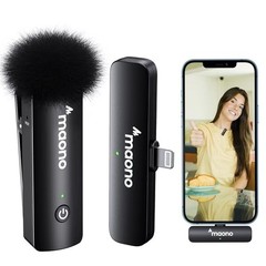 MAONO WM600 B1 Wireless Lavalier Mic iPhone iPad Lightning Noise Cancel 2.4GHz