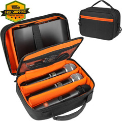 3 Slot Microphone Case Wireless Mic System Storage Padded Bag Receiver Organizer