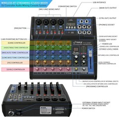 Pyle 6-Channel Professional Audio Mixer- USB, Bluetooth, 48V Phantom Power