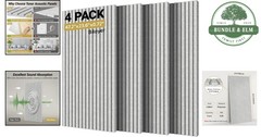 Self Adhesive Acoustic Wall Panels 4 Pack Large Soundproof Decor Gray
