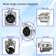20x XLR 3Pin Female Panel Mount Chassis Connector, Nickel plated Matel housing