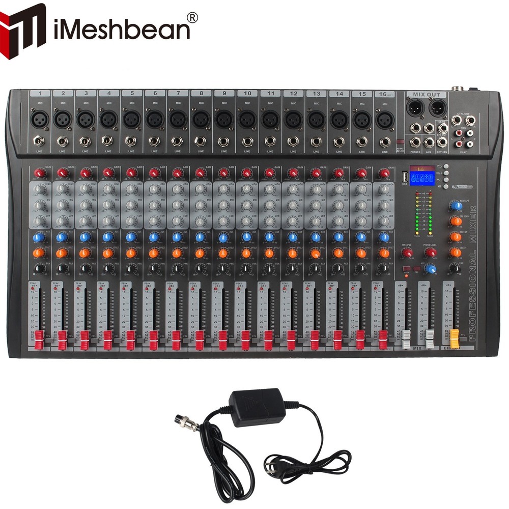 Pro 16 Channel Power Mixer Audio Mixing Console 16 DSP w/USB 110-220V Bluetooth