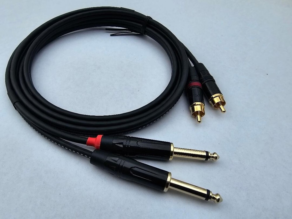 Mogami Dual Male TS 6.35mm 1/4″ Phono Mono to 2×RCA Connector Audio Cable