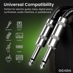 Professional Speaker Cable 15ft 12AWG Pure Copper 1/4 inch to 1/4 inch TS Str…