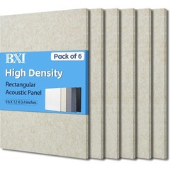 6-Pack High Density Sound Absorbing Panels – 16“ X 12“ Acoustic Treatment