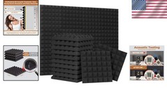 24 Pack 12“ x 12“ Pyramid Acoustic Foam Panels – High Density & Fire Resistant