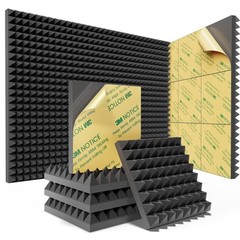 12 Pack Pyramid Sound Proof Foam Panels with Self-Adhesive, 12″ X 12″ X 2″ Ac…