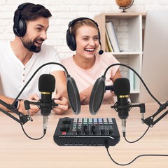 Podcast Equipment Bundle Microphone and Professional Audio Mixer F998 Sound Card