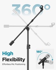 Mic Stand, Max Height 82.28″ Microphone Stand Floor Detachable Boom Mic Arm S…