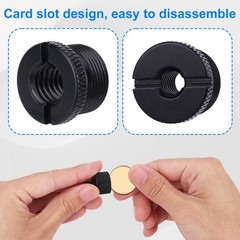 16pcs Mic Stand Adapter Parts Set, 5/8 to 3/8 & 1/4 Aluminum black
