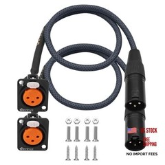 XLR Pass Through Cable, XLR Female Panel Mount to Male DtypeF_XLRM_2FT