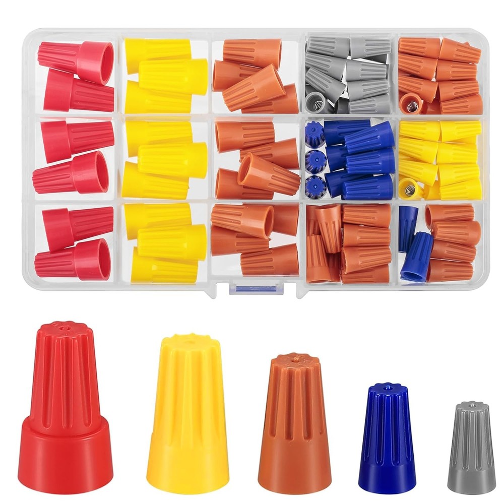 102 Pcs Wire Nuts Connectors Assortment Kit, Red, Yellow, Blue, Orange, Grey