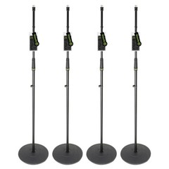 Gravity GMS23 Sturdy Durable Microphone Stand w Round Base in Black 4-Pack