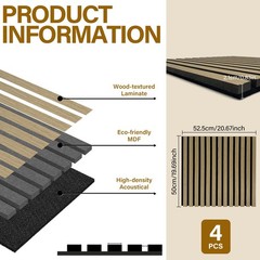 50x50CM Acoustic Panels 4PCS/Box – 4 Oak Finishes Sound Absorbing