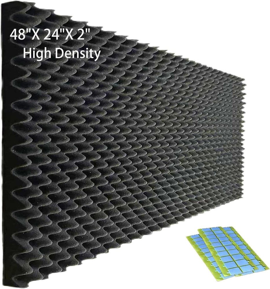 Egg Crate Foam Panel 48x24x2 Black Acoustic Soundproof Wall Panels Recording