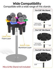 Aluminum Multi Mic Holder Upgraded Wired 6 Mics Microphone Stand Holder