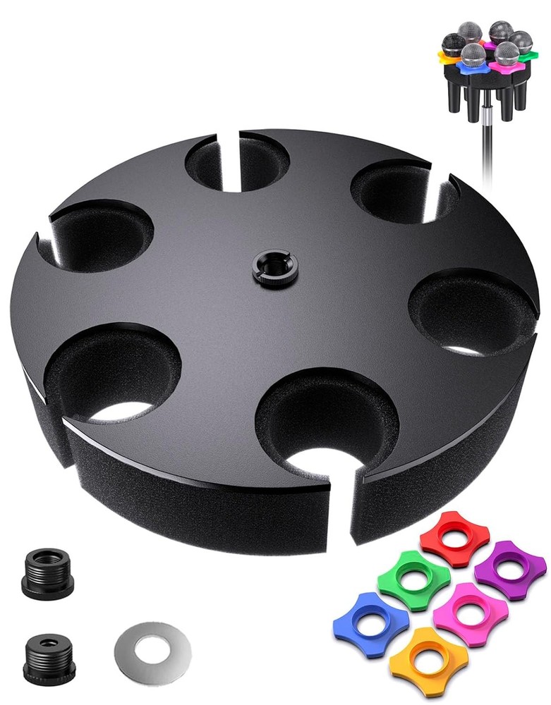 Aluminum Multi Mic Holder Upgraded Wired 6 Mics Microphone Stand Holder