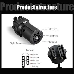1 Pack 7 PIN Car Trailer Tow Connector Replacement, Durable Vehicle Hitch Plug