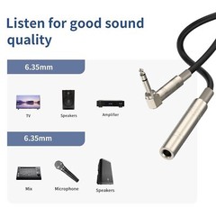 Right Angle 6.35mm TRS to XLR Female（3.3FT / 2PACK） Right Angle 1/4″ TRS to X…