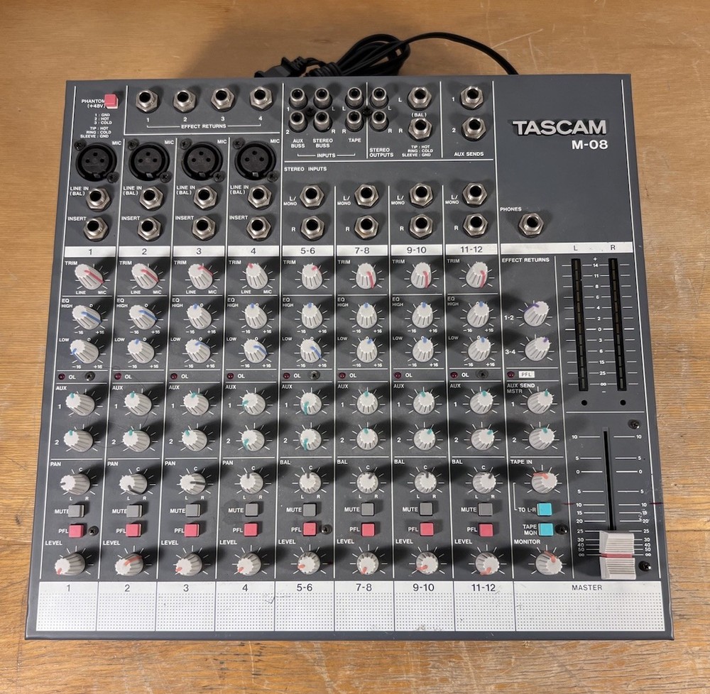 TASCAM M-08 12-Channel Analog Mixer Vintage TEAC Mixing Console Fully Functional