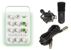Mackie M Caster Live White Streaming Podcasting Smartphone/USB Mixer+EM-91C Mic