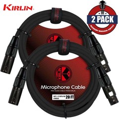 2-PACK Kirlin 20FT XLR M to XLR M 20AWG Microphone Cable Black MPC-270 PB-20/BK