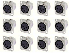 (12 PACK) NEUTRIK NC3FD-L-1 3-PIN XLR Female D Type Panel Mount – Nickel