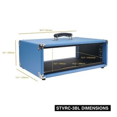 Sound Town Vintage 3U Amp Rack Case, 12.5″ Depth, Beau Blue (STVRC-3BL)