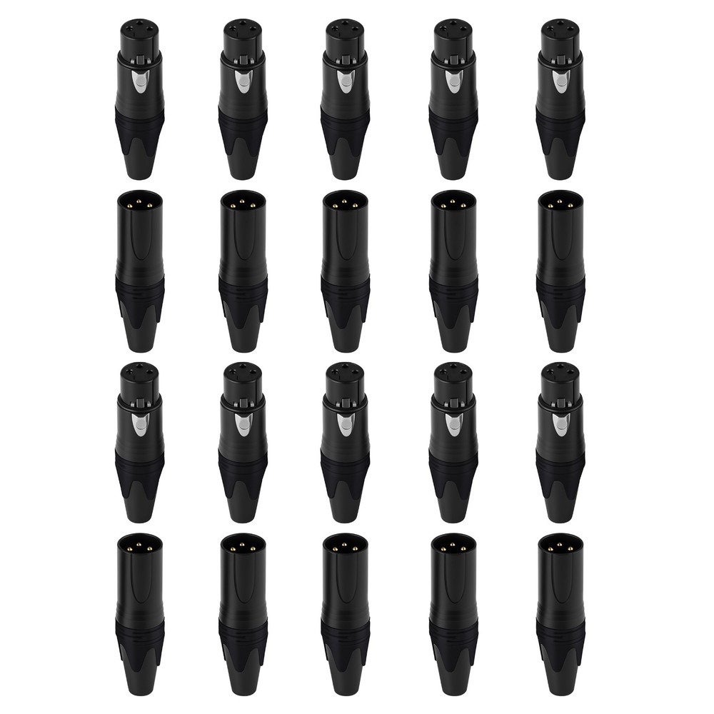 Rannsgeer 20 Pack 3 Pin XLR Connector Male & Female Plug for DIY (5 Color)