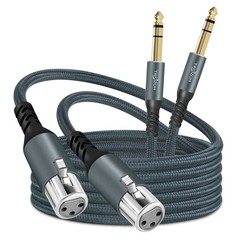 2 PCS 6.6FT XLR Female To 1/4 TRS 6.35mm Stereo Jack Balanced Mic Cable