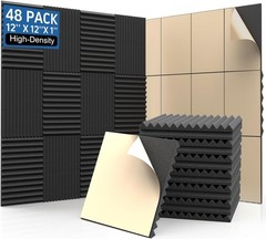 48 Paneles de Espuma Acustica 12x12x1 Autoadhesivos Antiruido Paredes Espuma