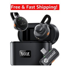 Wireless Lavalier Microphone with USB-C Charging Case – 30H Battery & Noise C…