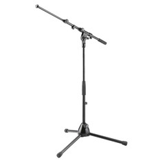 K&M 259 Low Tripod Microphone Stand with Boom for Bass Drum Miking – Black