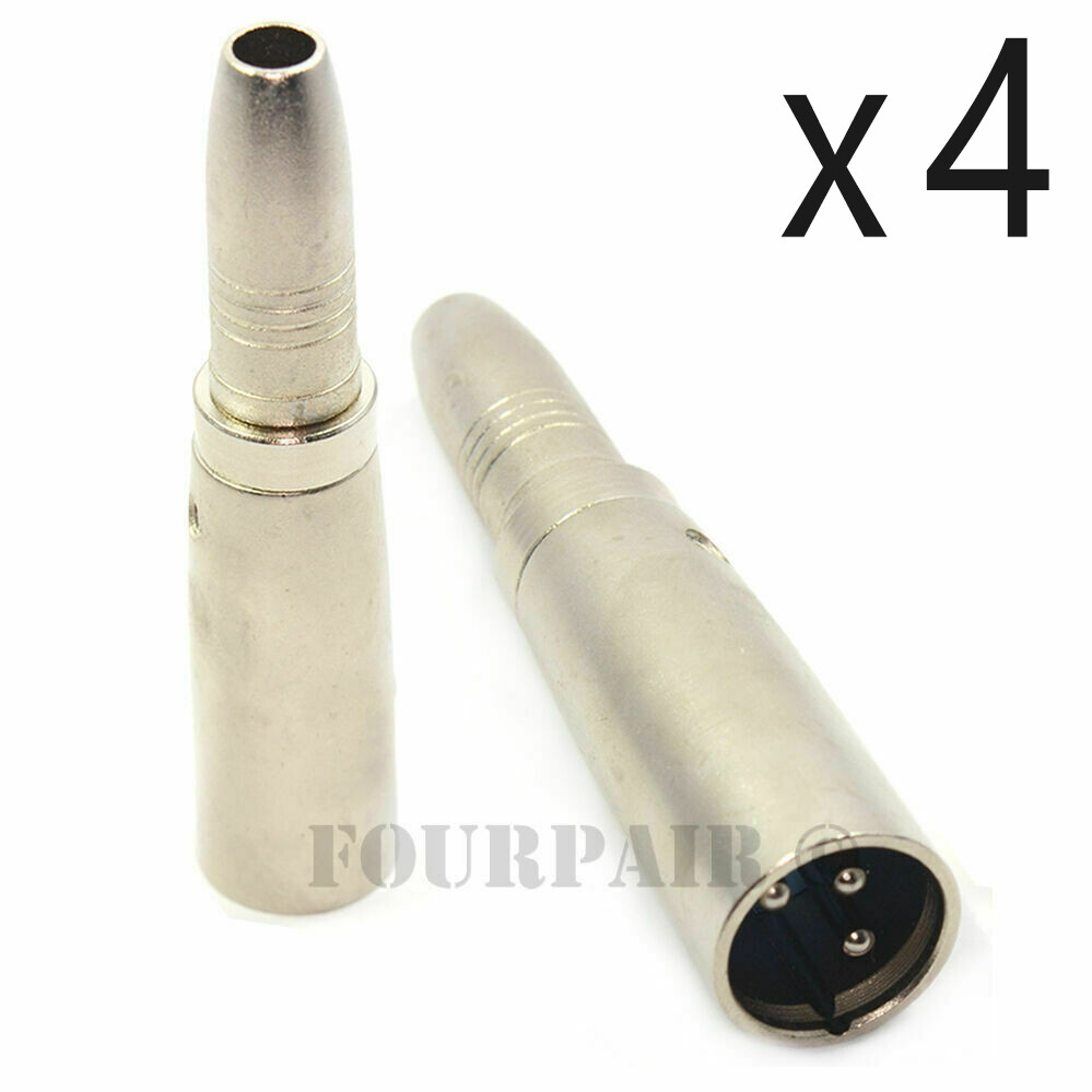 4 Pack – XLR 3-Pin Male to 1/4″ 6.35mm Mono Female Jack Audio Cable Mic Adapter