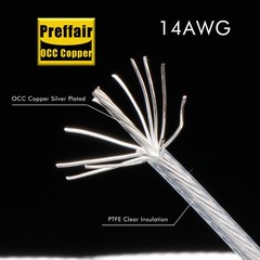 Preffair 2.0MM square OCC Copper Silver Plated Signal Wire PTFE Clear Insulation