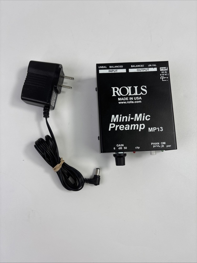 ROLLS MP13 Mini-Mic Preamp Phantom Power W/ Power Supply – Tested Works