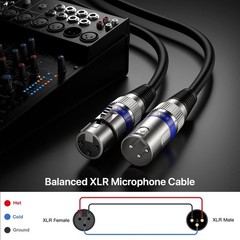 XLR Microphone Cable 2 Feet – Male to Female 3 Pins Balanced Cables, 6 Pack