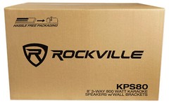 Pair Rockville KPS80 8″ 800w Speakers w/Wall Brackets For Restaurant/Bar/Cafe