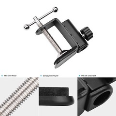 Adjustable Black C-shaped Arm Stand Clamp Desk Mounting Clamp Screw For Mic M5D4