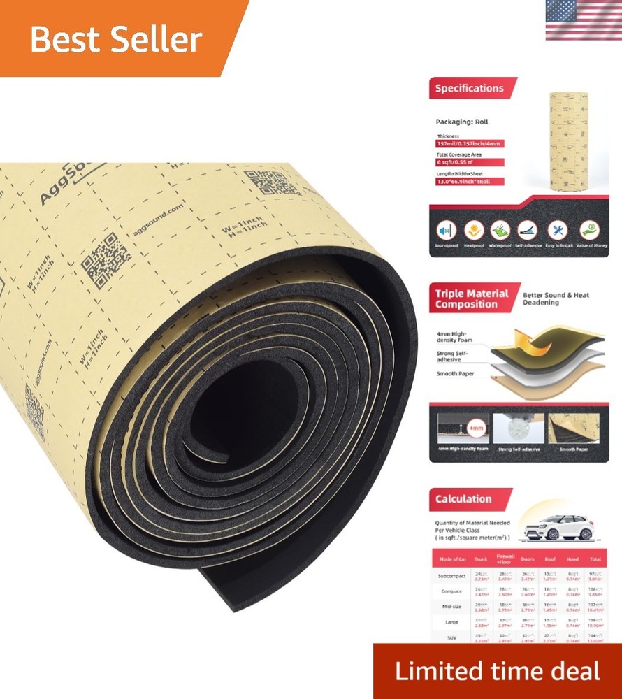 6sqft Closed Cell Sound Deadening Mat – Effective Heat & Noise Isolation