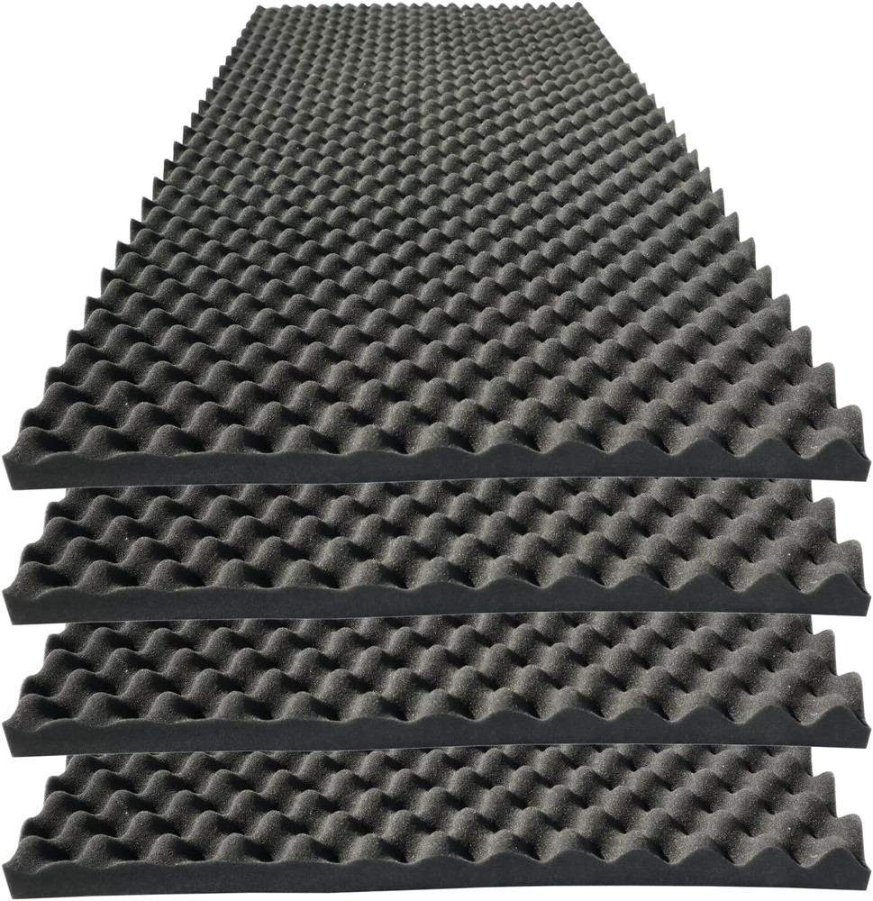 4 PCS Acoustic Panels,48“X24“X2“ Egg Crate Foam Soundproof Foam Wall Panels,H
