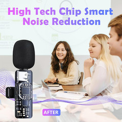 3 in 1 Wireless Lavalier Microphone for iPhone iPad Android,Cordless 8 Hours