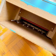 Mysterious Antique Sky Blue Wooden 8-Keys Upright Mini Toy Piano made in Italy!