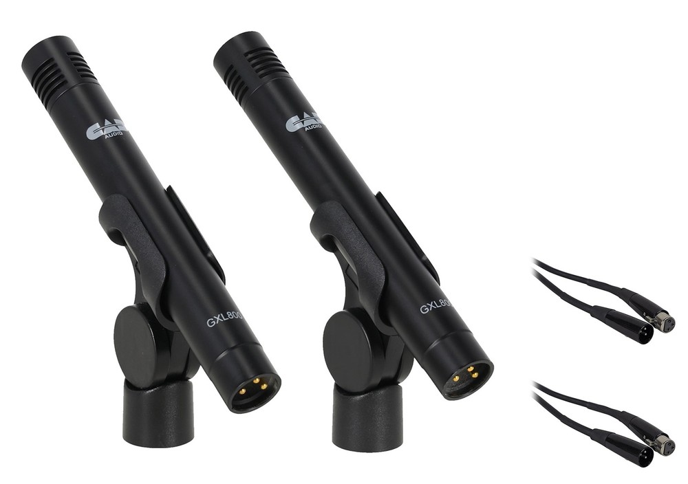 CAD Audio GXL800 Condenser Pencil Microphones (2) Instrument Mics+XLR Cables
