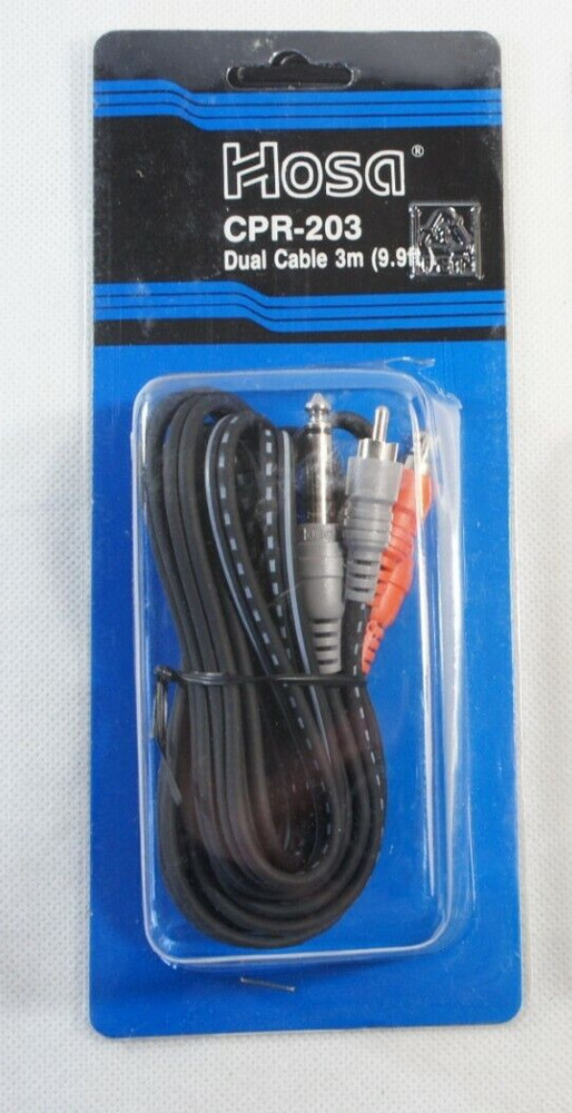 1 PK Hosa CPR-203 Stereo Interconnect Dual 1/4 in TS to Dual RCA Cable 3m 9.9ft