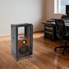 22U Black Rolling DJ Mixer Stand with Wheels for Audio Video Mounting US NEW!